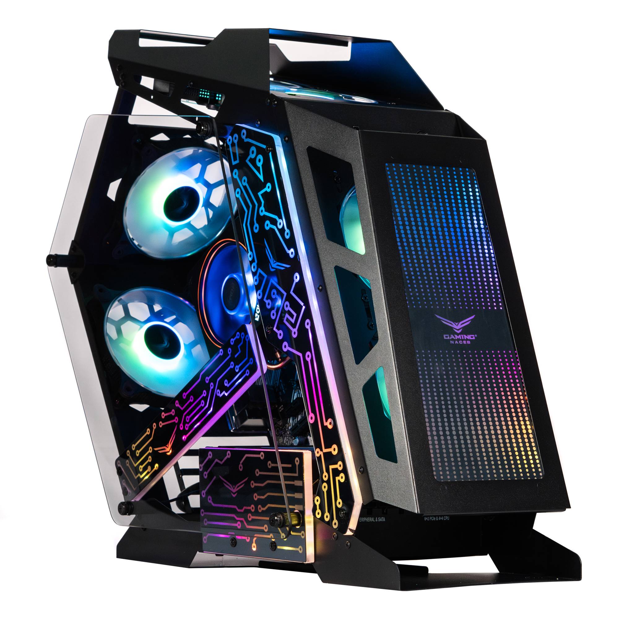 Gabinete Gaming ESPECIAL CON CRISTAL TEMPLADO , ITX, MicroATX, Ventiladores 2 Frontales 1Posterior ARGB USB 3.0 x1, USB 1.1 x1 HD Audio x1 NA-0641 GABNCB240