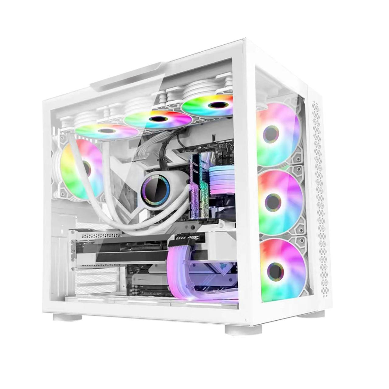 GABINETE GAMER GAME FACTOR CSG700 ATX FISHTANK EATX, DOBLE CRISTAL, USB 3.0, S/FTE, BLANCO