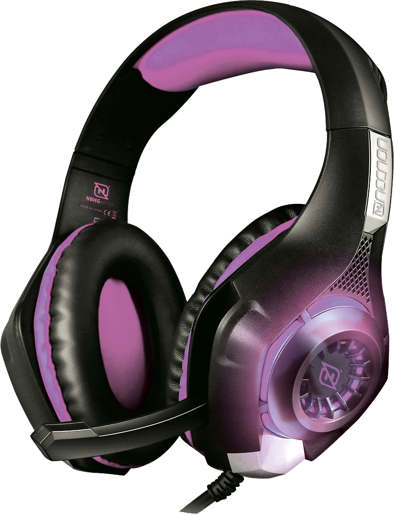 HEADSET GAMING OVER-EAR NBHG VIPER LED ALAMBRICO  DIADEMA FLEXIBLE MICROFONO 3.5MM USB PC CONSOLAS CELULAR INC ADAPTADOR MEGABASS FUCSIA BOCNNN590