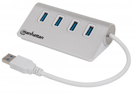 Hub USB MANHATTAN 163767, USB 3.0, 5000 Mbit/s, 4 x USB 3.0 A, Blanco, 4 puertos