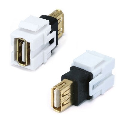 Jack USB BROBOTIX 65616, Hembra/hembra, Color blanco