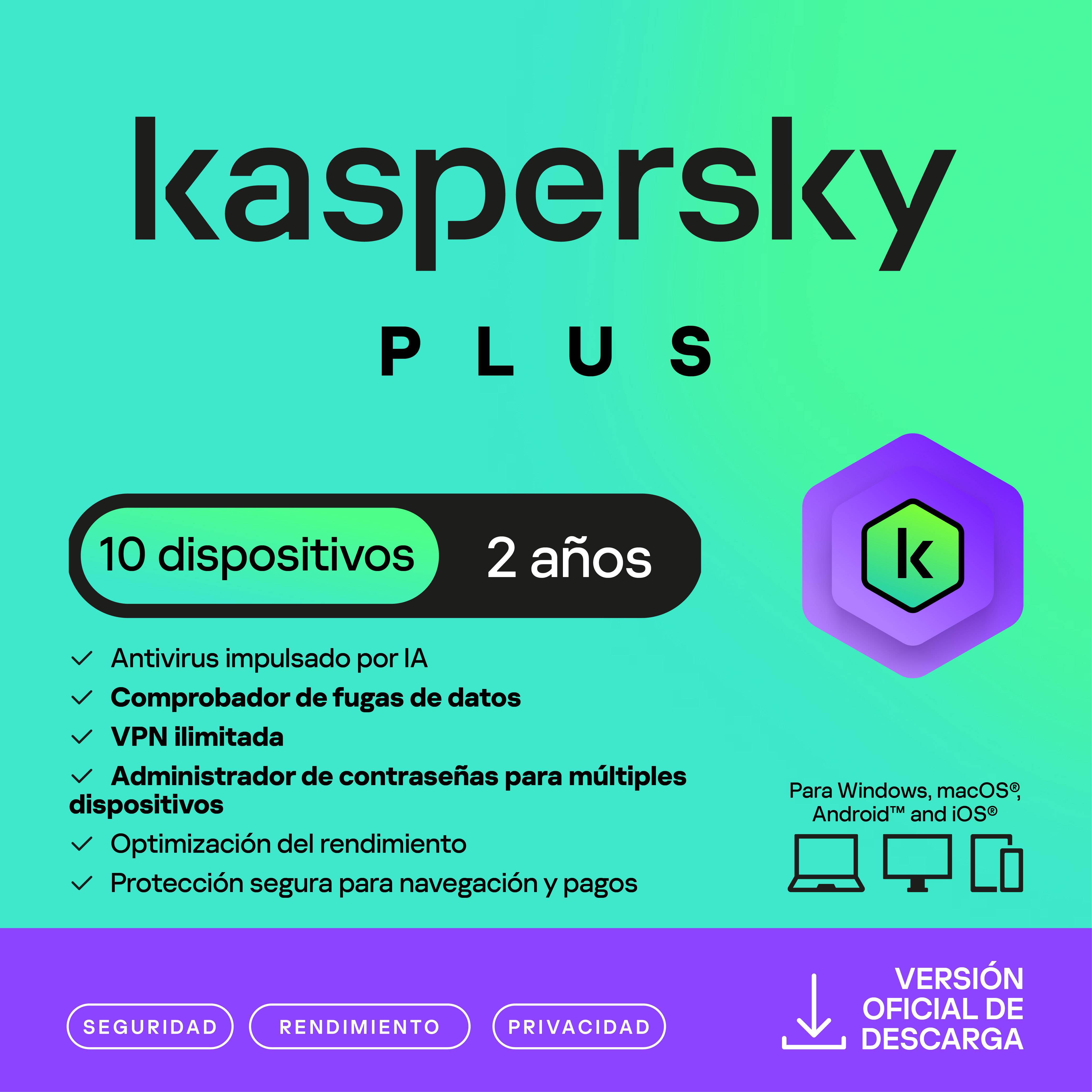 Kaspersky Plus 10 Dispositivos 2 Años (Internet Security) ESDKPK2010