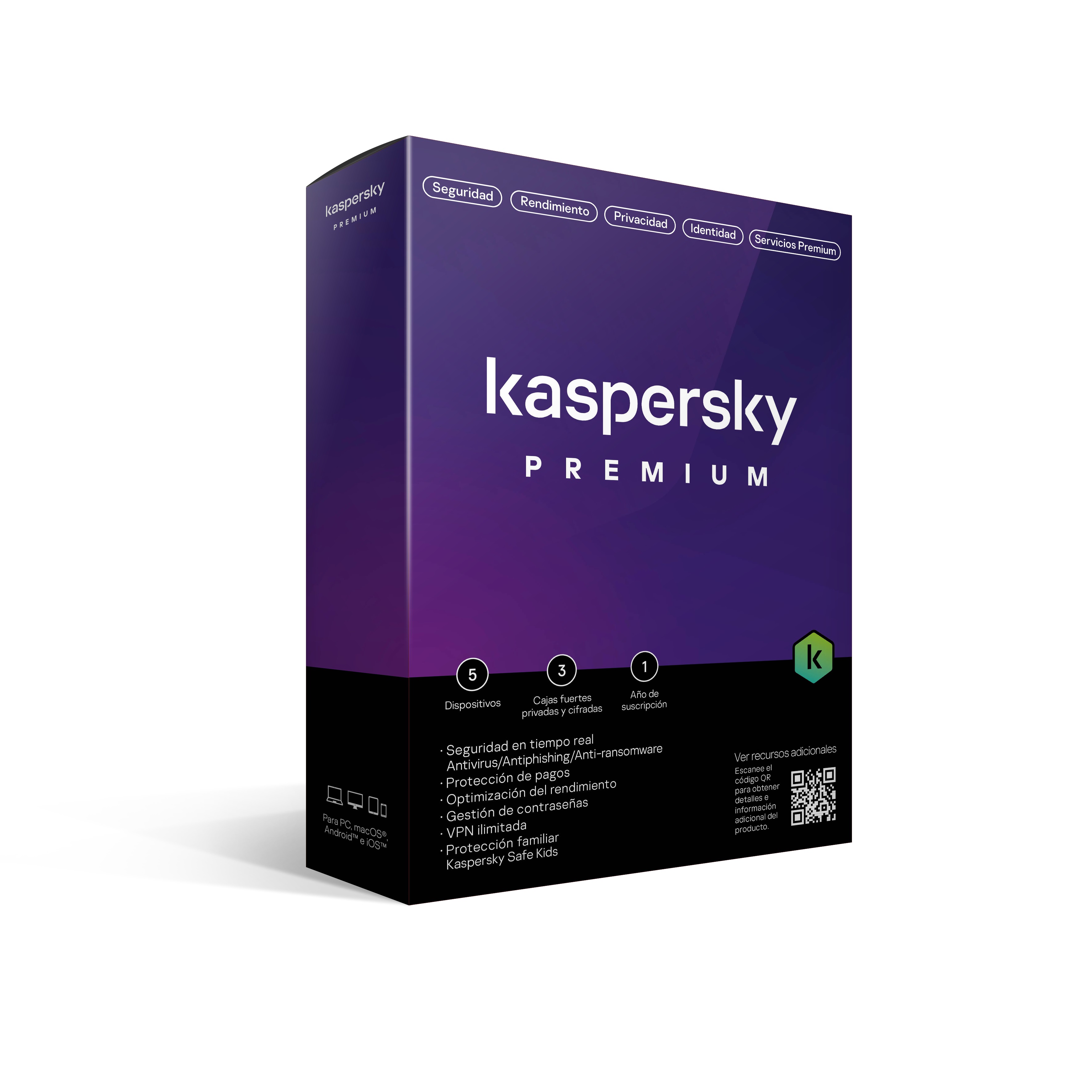 Kaspersky Premium KL1047Z5EFS-22, 5 Licencias, 1 Año (Total Security) SOFKPS910