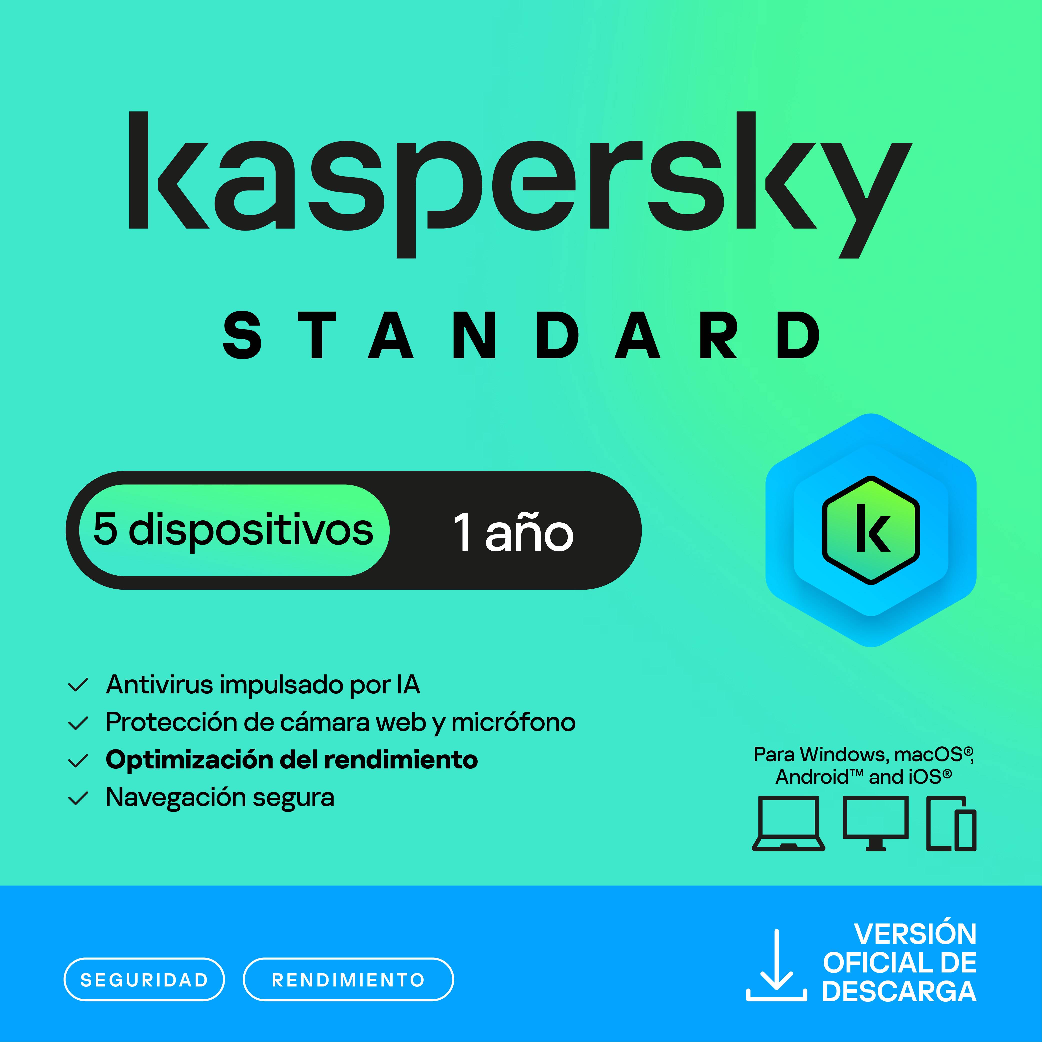 Kaspersky Standard 5 Dispositivos 1 Año (Anti-virus) ESDKPK1880