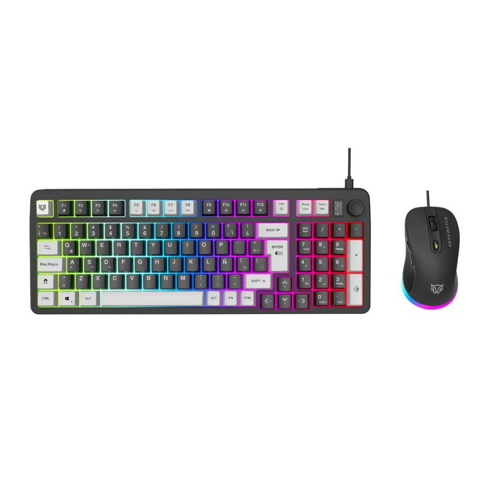 Kit Teclado y Mouse Squad Conquest KG515 Balam Rush Azender Series, Iluminacion RGB, Color Negro. AC-940443 KITBLR130