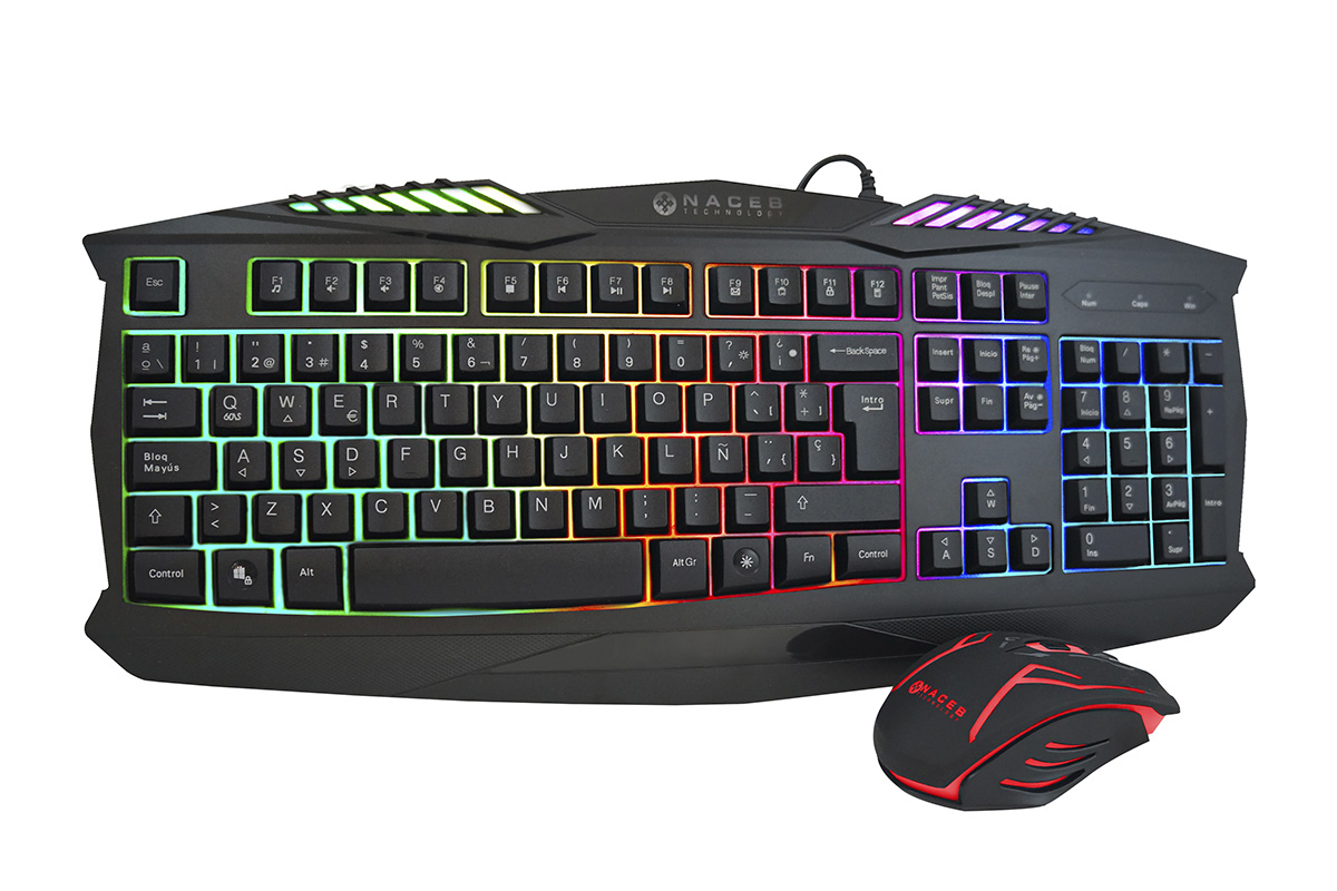 Kit de Teclado y Mouse Gaming Naceb Technology NA-617, USB, Negro KITNCB060