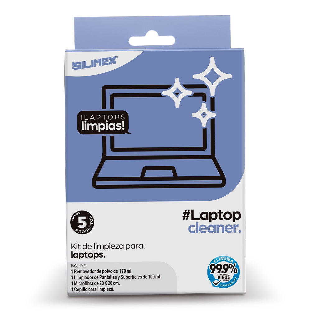 LAPTOP CLEANER, limpiador de laptops. Kit especializado en la limpieza y mantenimiento de laptops. Fórmula sin alcohol y de limpieza ultra rápida. SLXLMP340