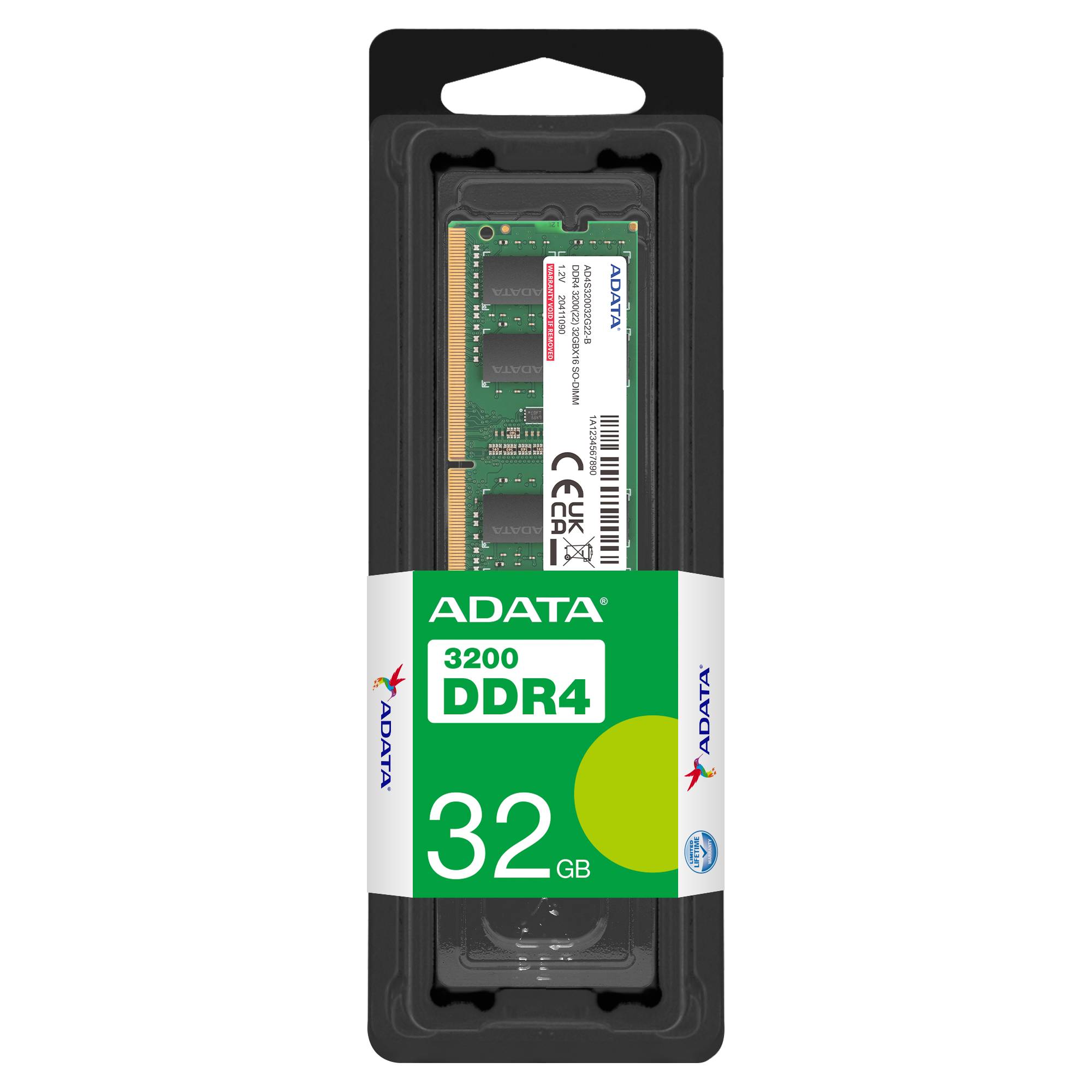 Memoria RAM  ADATA AD4S320032G22-SGN, 32 GB, DDR4, 3200MHz, SO-DIMM