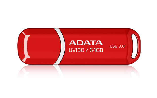 Memoria USB ADATA UV150, Rojo, 64 GB,  USB 3.2 (retrocompatible con 3.0 y 2.0), 100 MB/s