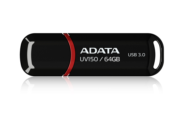 Memoria USB ADATA UV150, Negro, 64 GB,  USB 3.2 (retrocompatible con 3.0 y 2.0), 100 MB/s