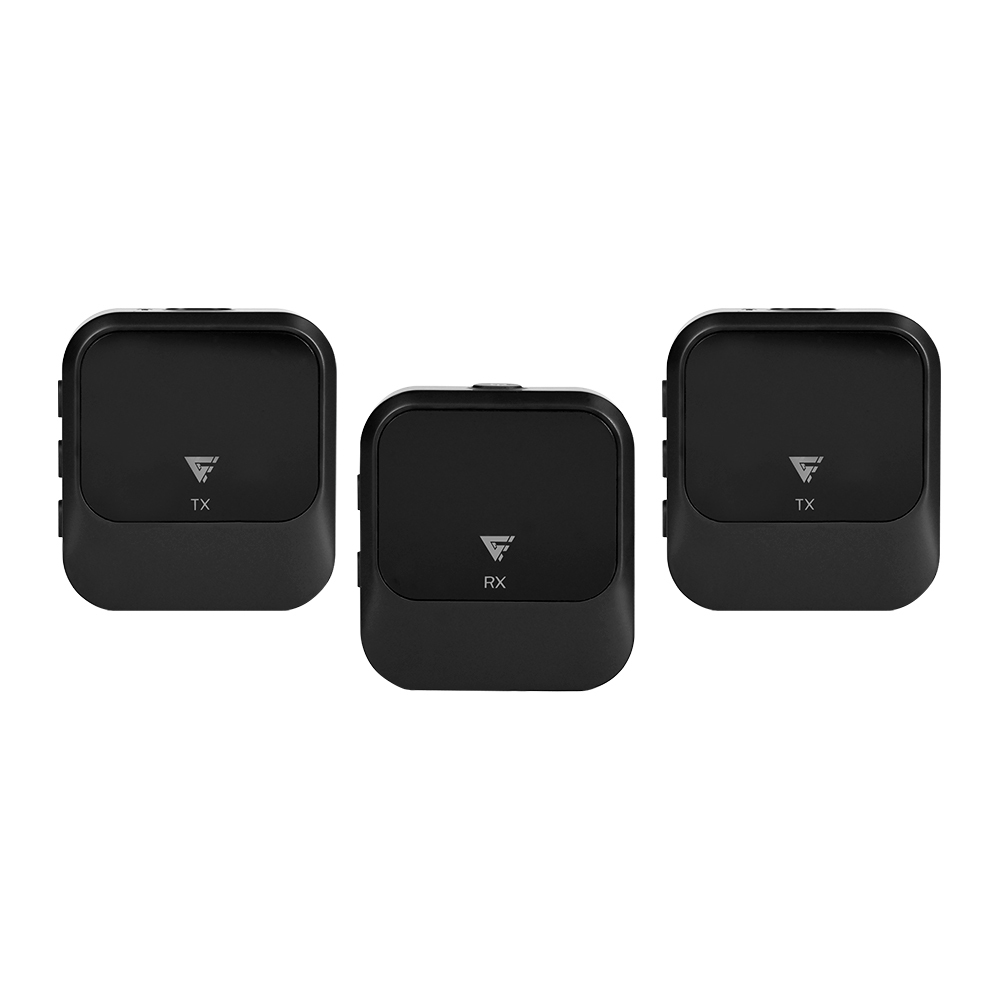 KIT 2 MICRÓFONOS LAVALIER GAME FACTOR MCL650 USB C, 2.4GHz, ULTRA BAJA LAT, CANC DE RUIDO, NEGRO.