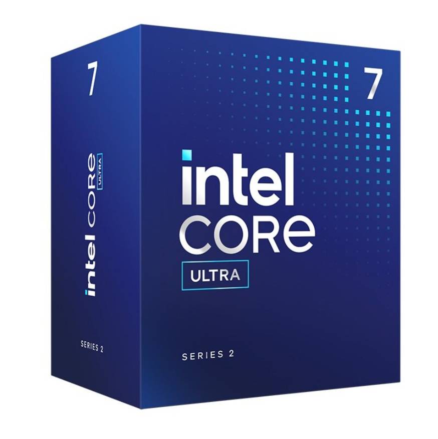 Procesador Intel Core Ultra 7 de 5.3 GHz, 20 núcleos (8P + 12E),  33 Tops (IA), Socket LGA 1851 con gráficos y disipador.