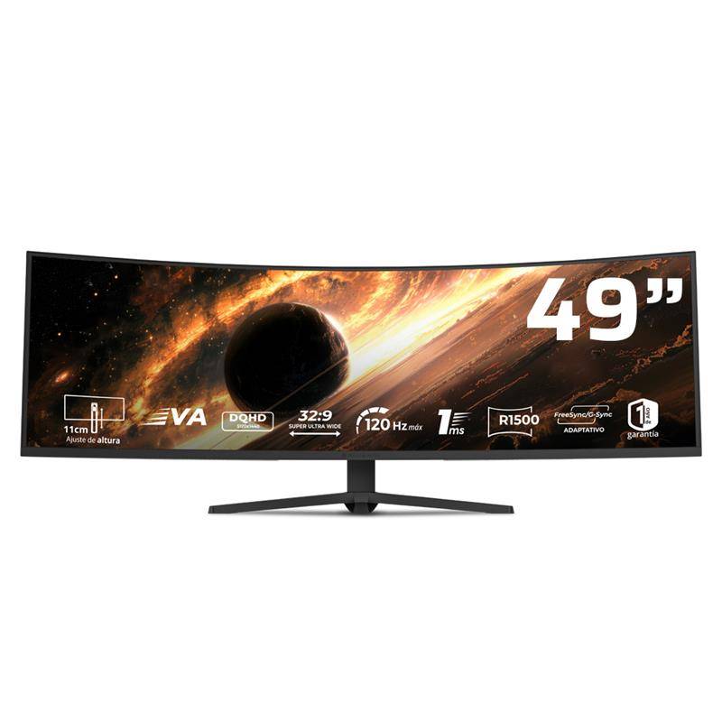 Monitor Gaming Curvo 49 Pulgadas 120hz: COSMOS TITAN MCT49X Balam Rush FreeSync/G-Sync Adaptativo MONBLR440