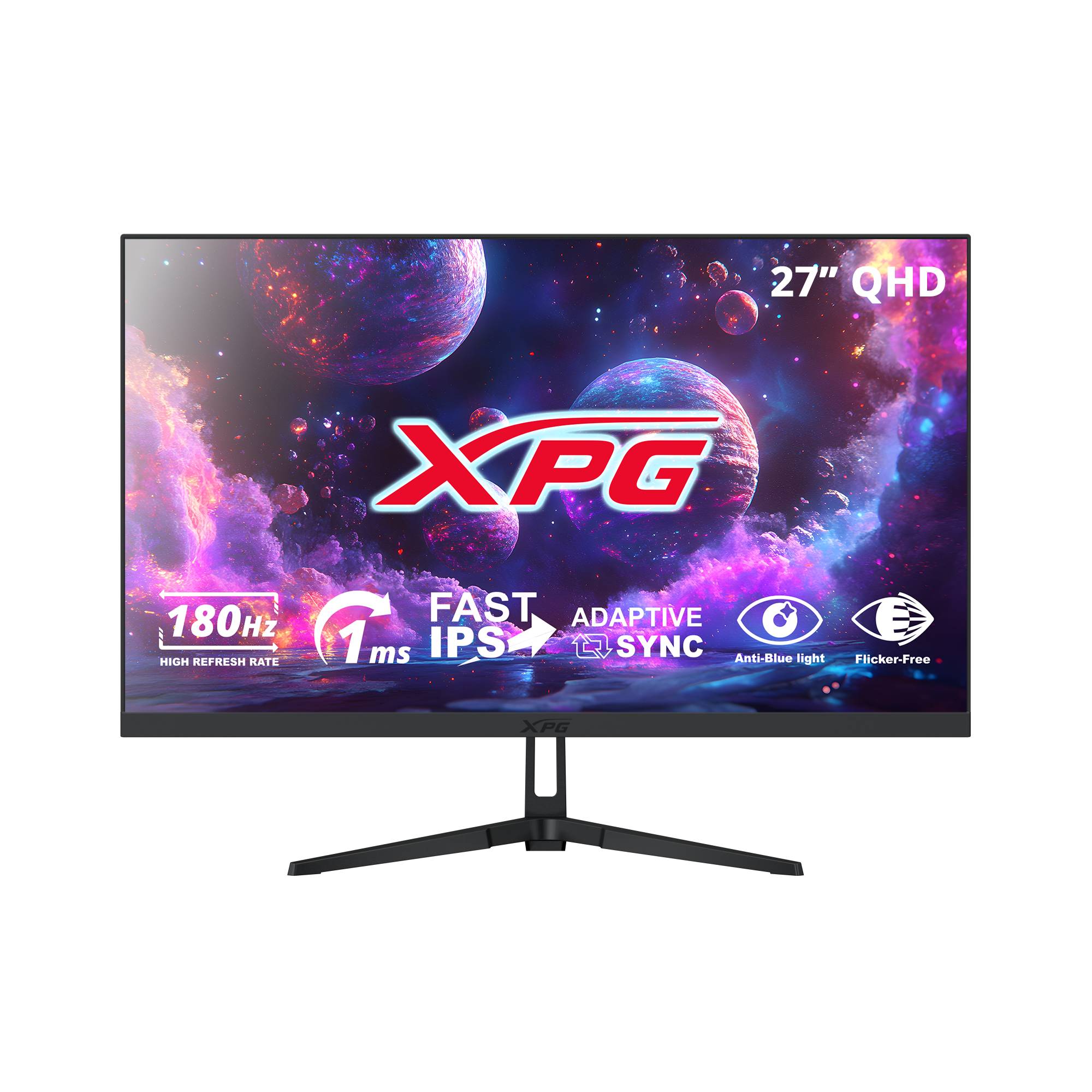 Monitor Gaming XPG 27 Pulgadas RIFT R27Q8. Resolución: 2560×1440 (QHD). Frecuencia: 180 Hz. Puertos: HDMI 2.0 x2, DisplayPort 1.4 x2. Negro. RIFT R27Q8-BKC