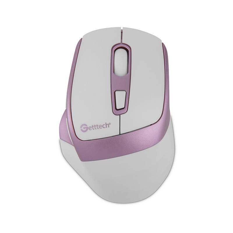 GETTTECH MOUSE INALAMBRICO PARA OFI 6D, SENSOR 725F, ILUMINACION RGB CUSTOM 7200 DPI, 5 BOTON 1 SCROLL, CONECTIVIDAD DUAL, BLANCO ROSA GGM-STDBW-01-