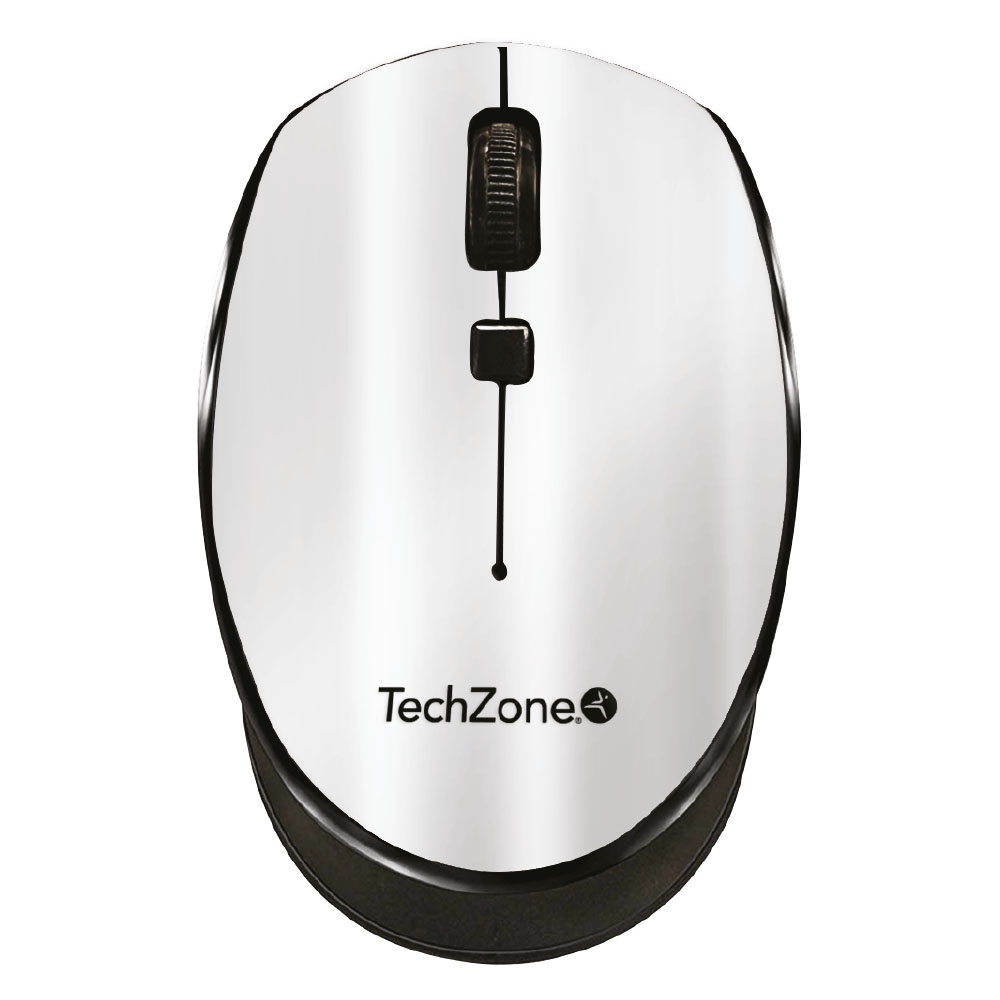 Mouse inalámbrico Start Silver TechZone, hasta 1600 DPI's, 3 botones, textura en rubber, 1 año de garantía. MOUTCH710