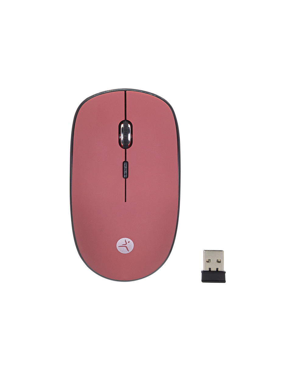 Mouse inalámbrico Terra 03 TechZone, de 1600 DPI's, 4 botones, texturizado rubber color rojo, 1 año de garantía. MOUTCH820