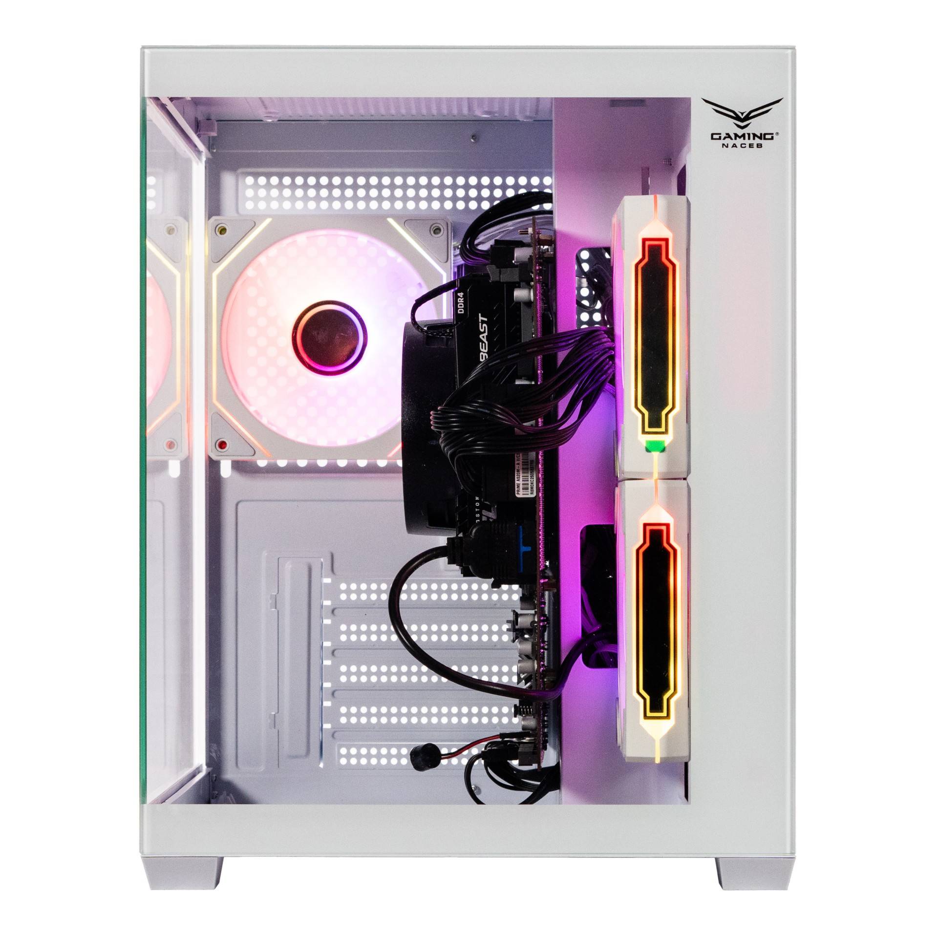 NACEB GABINETE GAMER C/VENTANA Cristal templado, Ventiladores 2 Laterales, 1 Posterior USB 3.0 x2, USB 2.0 x1 HD Audio/HD Micrófono x1 ARGB NA-0636B GABNCB170