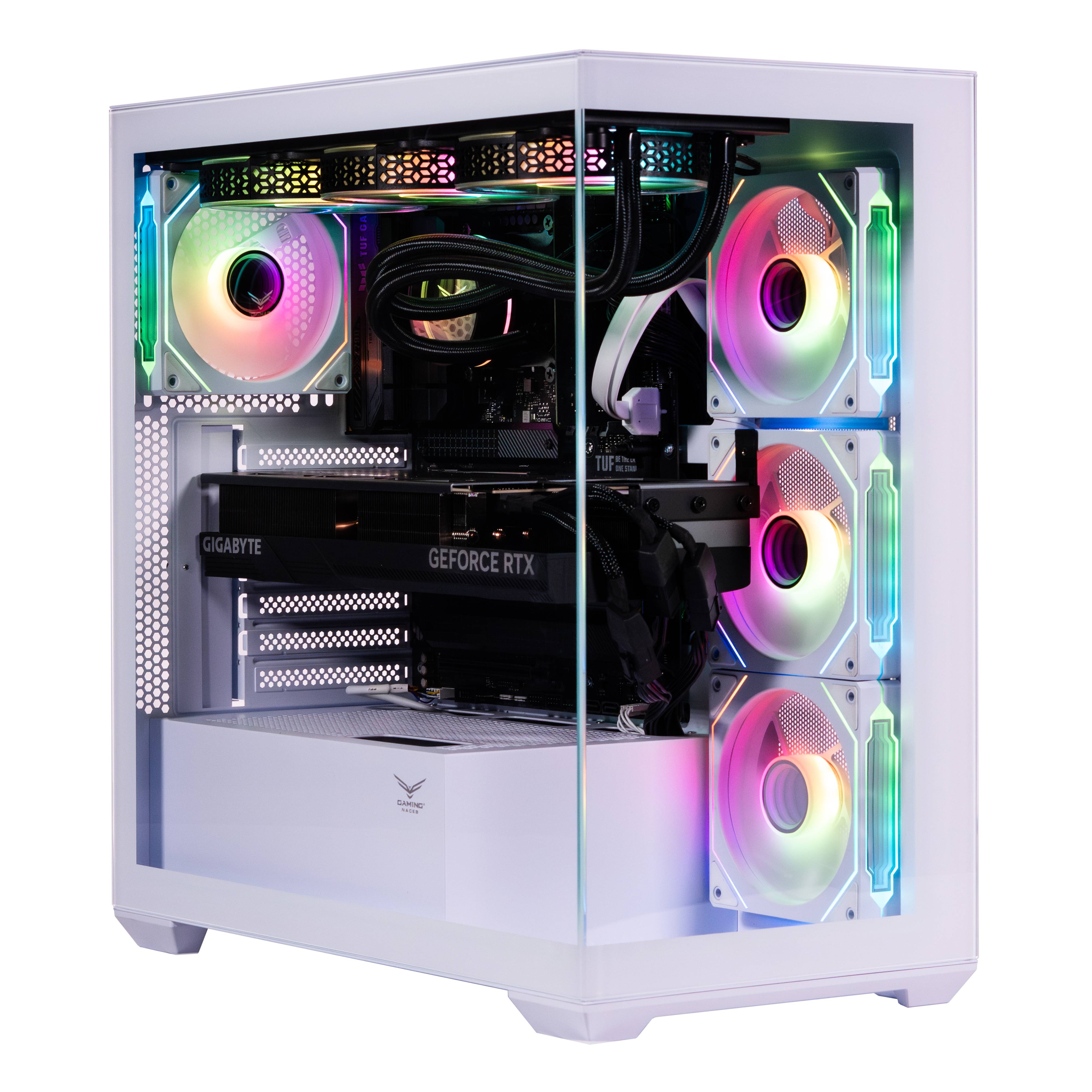 NACEB GABINETE GAMER MEDIA TORRE CRISTAL TEMPLADO ATX,MICROATX, VENTILADORES 3 Frontales, 1 Posterior BLANCO,USB 3.0 x2 HD Audio/Micrófono x1 NA-0637B GABNCB190