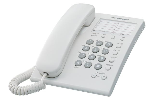 PANASONIC Telefono analogico, marcador rapido de 10 numeros para pared/escritorio, Blanco TELPAN050