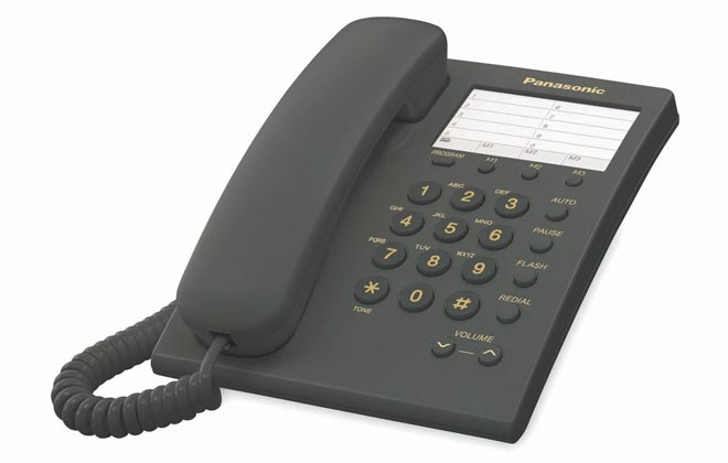 PANASONIC Telefono analogico, marcador rapido de 10 numeros para pared/escritorio, Negro TELPAN055