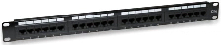 513555 Panel de Parcheo Cat5e 24 ptos 1U; Compatible con herramientas de ponchado,soporta cable trenzado sólido y multifilar de calibres 22 y 26 AWG