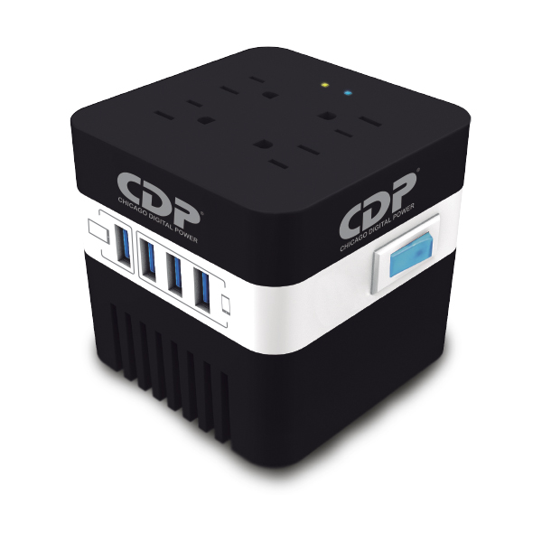 Regulador de Voltaje CDP RU-AVR604 600VA/300W AVR, 4 Salidas, 175 julios, 4 Puertos USB, 120 Vac REGCDP1070