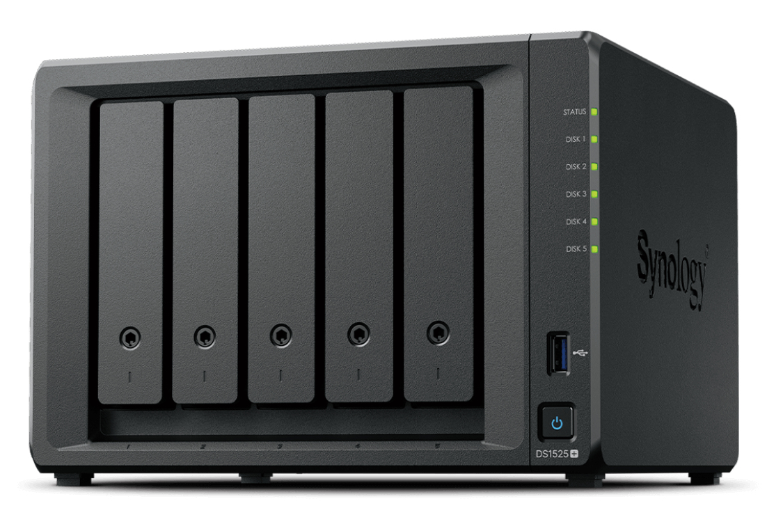 Synology NAS DiskStation modelo DS1525+ Expansión hasta 15 Bahías 2 Puertos 2.5GbE soporte 10GbE almacenamiento en Caché SSD hasta 300 TB de Capacidad com