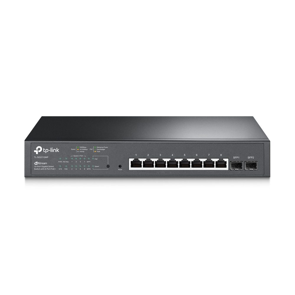 Switch TP-LINK SG2210MP, administrable OMADA POE de 8 puertos 10/100/1000 Mbps 802.3at / af POE+ y 2 Gigabit SFP