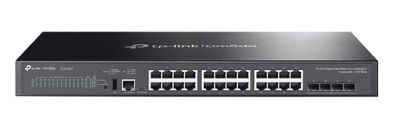 Switch administrable L3(SG5428X) 24 puertos Gigabit RJ45 y 4 ranuras SFP+ de 10 Gbps,1 puerto de consola RJ45, 1 puerto de consola USB tipo C, 1 puerto US