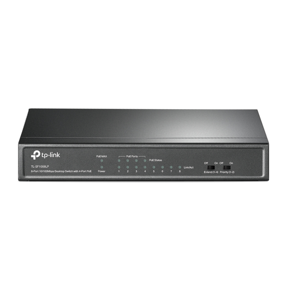 Switch no administrable de 8 puertos 10/100Mbps, con 4 puertos PoE