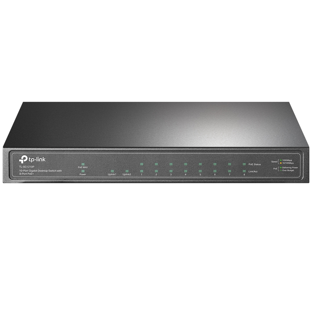 Switch no Administrable de 10 Puertos Gigabi TP-LINK TL-SG1210P, Gris, RJ45, 9