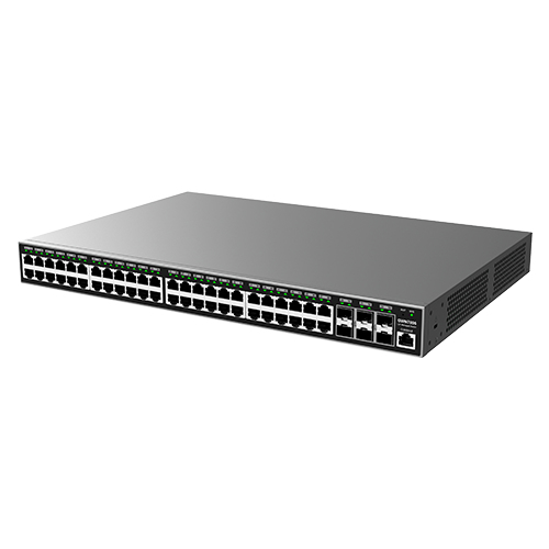 Switch Administrable Capa L2+, 48 ptos Gigabit + 6 SFP, PoE hasta 400W de salida, compatible con GWN Cloud
