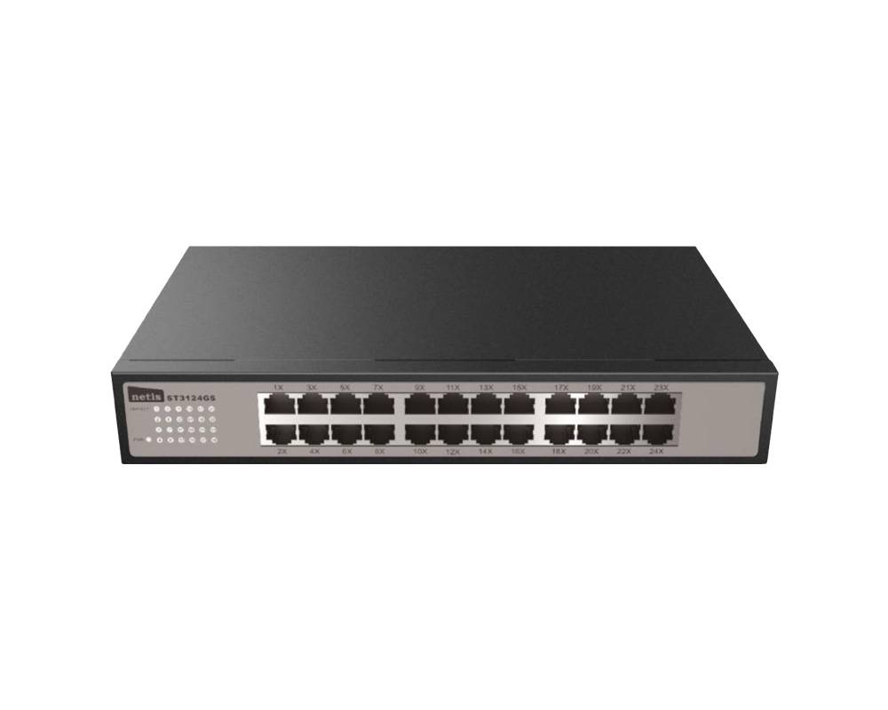 Switch NETIS modelo ST3124GS, 24 Puertos Gigabit Ethernet Switch, montable en rack, No administrable
