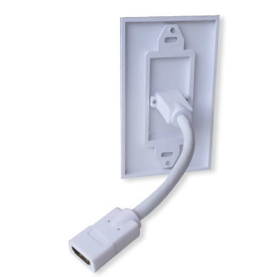 TAPA - FACEPLATE DE 1 PANEL CON JACK HDMI C/CABLE HEMBRA (PIGTAIL), UNIVERSAL, STANDARD, BLANCO, BROBOTIX 073307