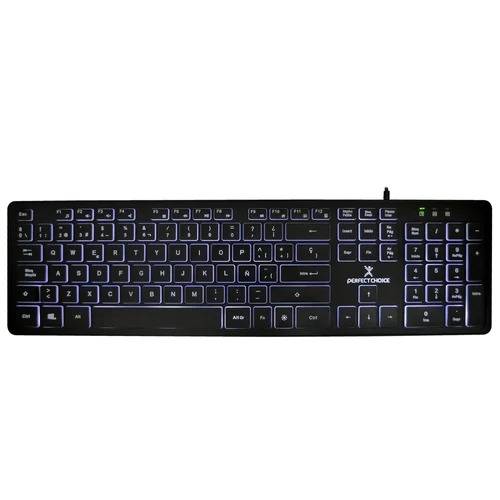 Teclado Alámbrico SLIM PC-201304 PERFECTCHOICE con iluminación blanca  Backlight TECMST1130
