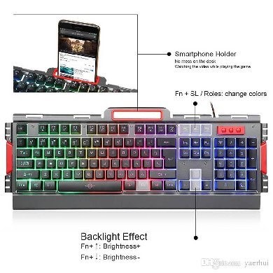 Kit de Teclado y Mouse Gaming BROBOTIX 188533-2, USB, alámbrico, color humo