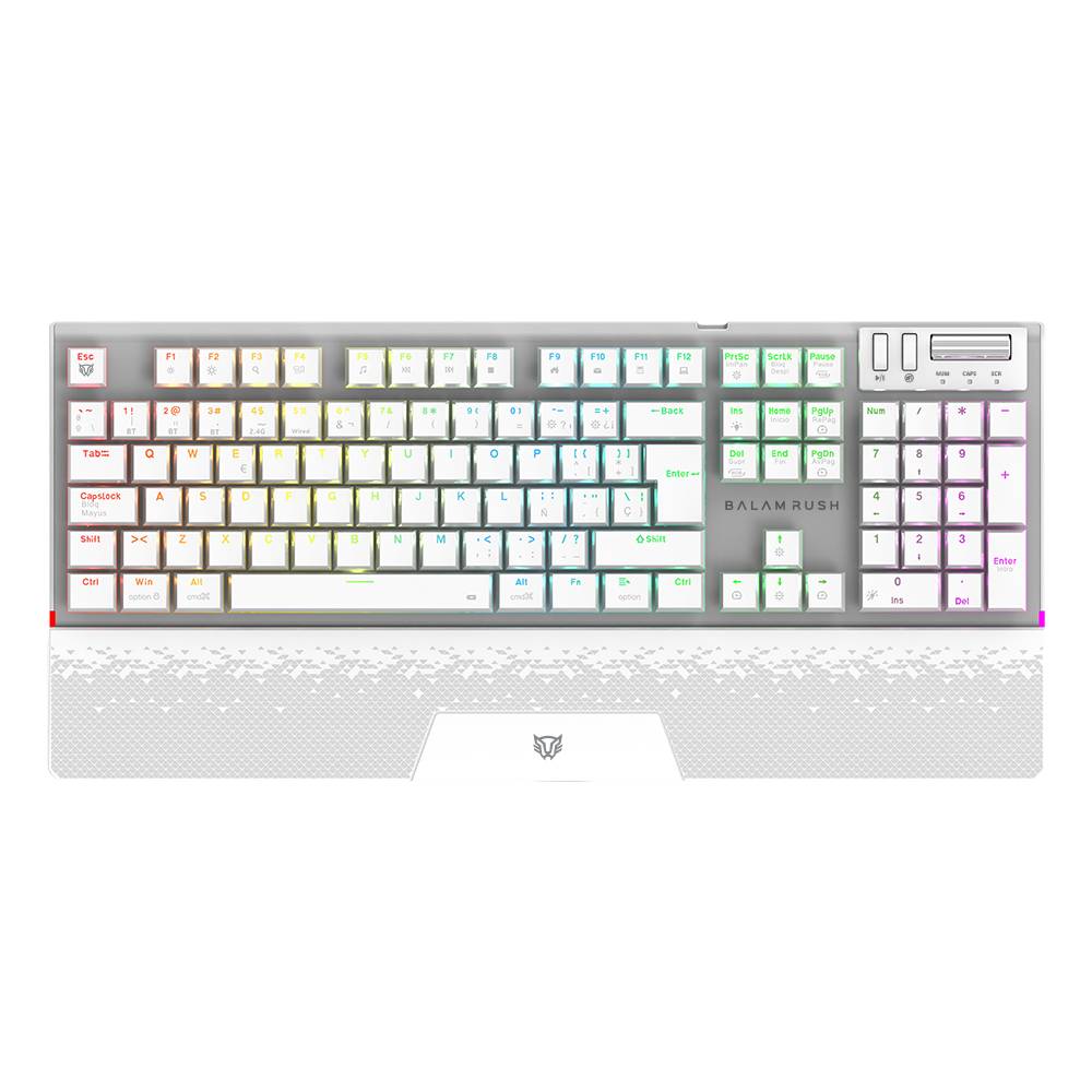 Teclado Gamer Inalámbrico DOMINATE EXPERT GK9791 Balam Rush Legend Series Conecta hasta 5 Dispositivos, Color Blanco, BR-940399 TECBLR200