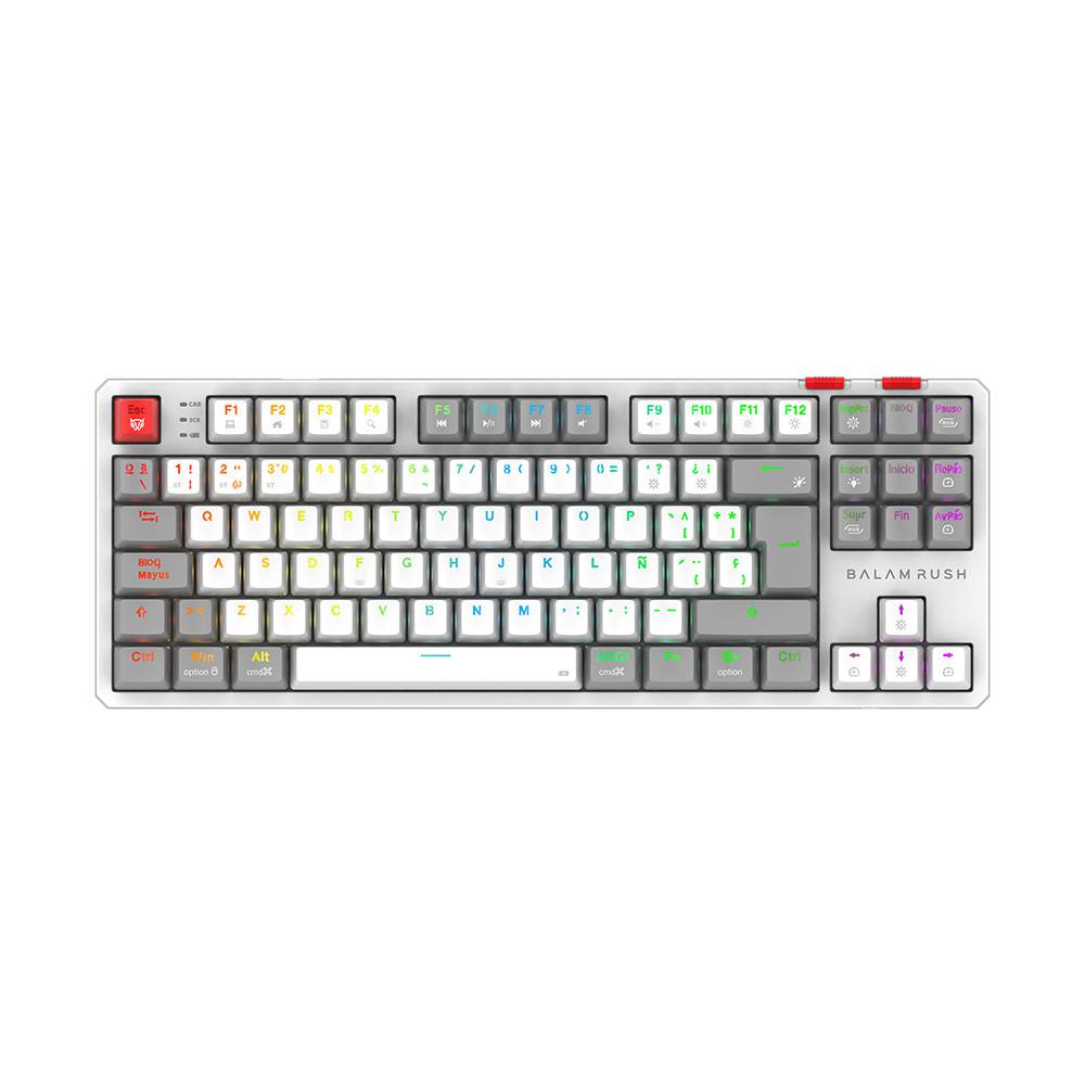 Teclado Gamer Inalámbrico LEVEL PRO GK990 Balam Rush Legend Series, Color Blanco/Gris. BR-940375 TECBLR170