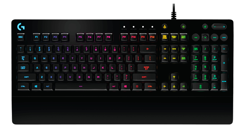 Teclado Gaming LOGITECH G213 PRODIGY, USB, QWERTY, Inglés, Negro, Multicolor TECLOG590