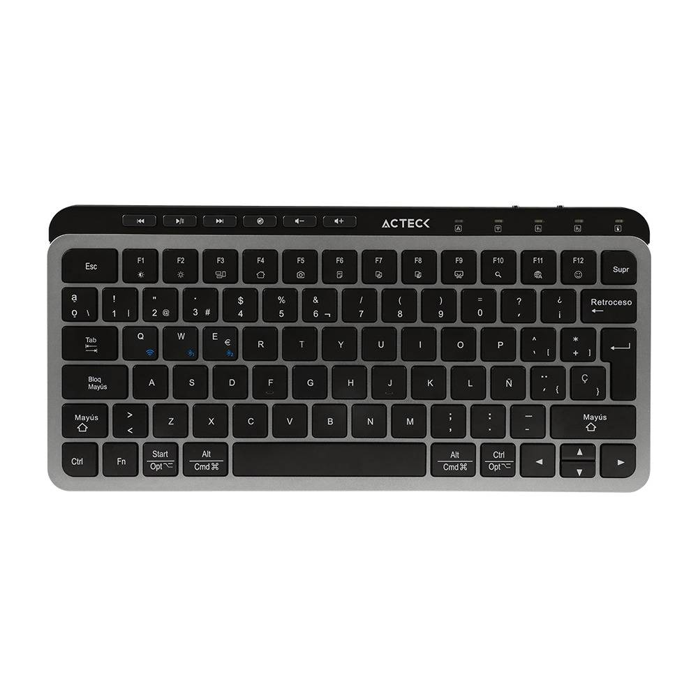 Teclado Inalámbrico 2.4hz Inspire Krea TI750 Acteck Elite Series Teclado Inalámbrico Dongle 2.4Mhz, Rango 10m, Bluetooth 5.1, USB A- USB C, 3 Dispositivos TECACT230