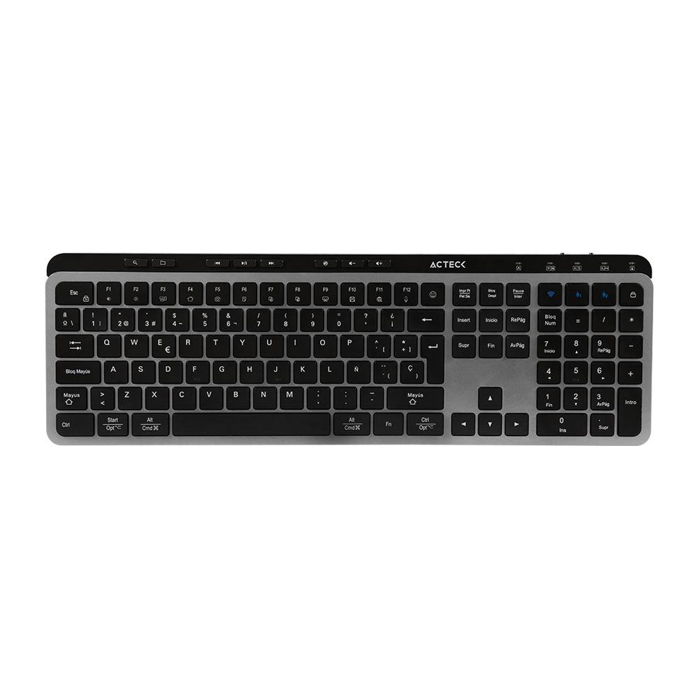 Teclado Inalámbrico 2.4hz Inspire Krea TI755 Acteck Elite Series Teclado Inalámbrico Dongle 2.4Mhz, Rango 10m, Bluetooth 5.1, USB A- USB C, 3 Dispositivos TECACT220