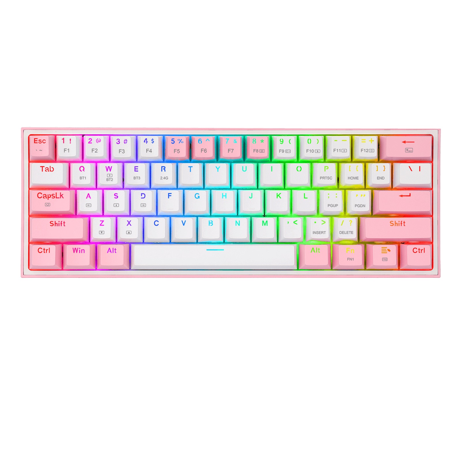 Teclado Mecánico Redragon Fizz Pro White/Pink, Blanco y Rosa TECRDG130