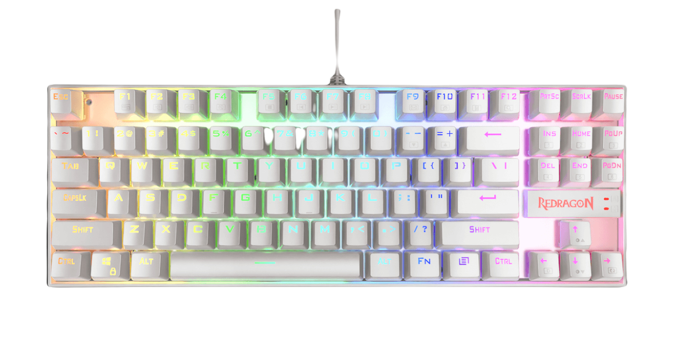 Teclado Mecánico Redragon Kumara White RGB, Español, Blanco, RGB TECRDG100