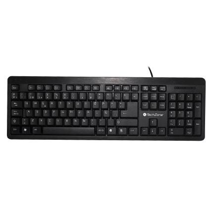 Teclado alámbrico Grimly TechZone, con conexión USB, 104 teclas tipo QWERTY, 1 año de garantía. TECTCH070