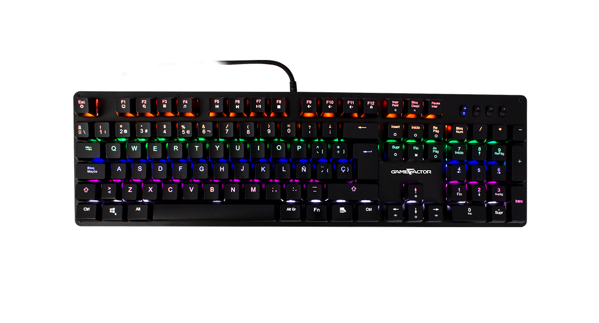 TECLADO MECÁNICO GAME FACTOR KBG400, RETROILUMINADO, SWITCH BLUE, USB, ROSA