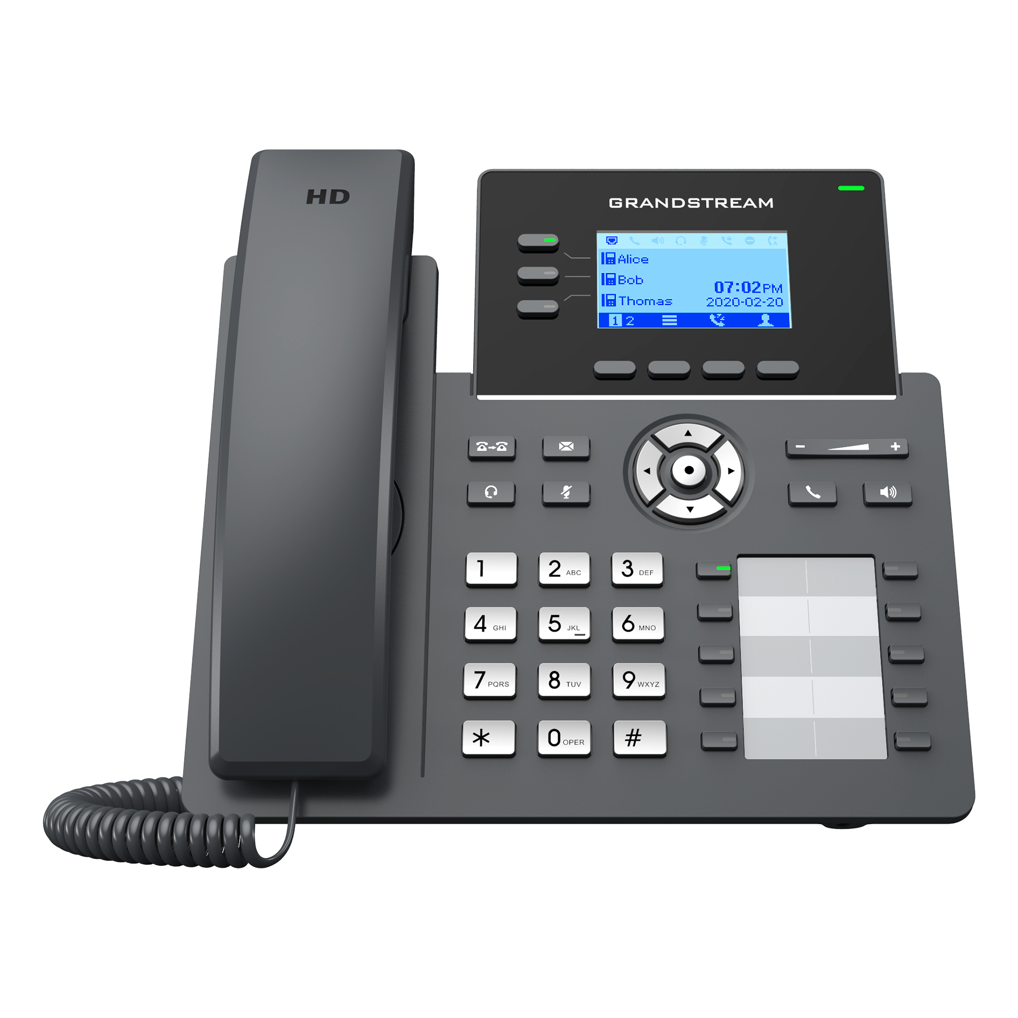 Teléfono IP de 3 líneas con 6 cuentas SIP, conferencia de 5 vías, GDMS, Gigabit incluye la fuente de alimentación y no soporta Poe