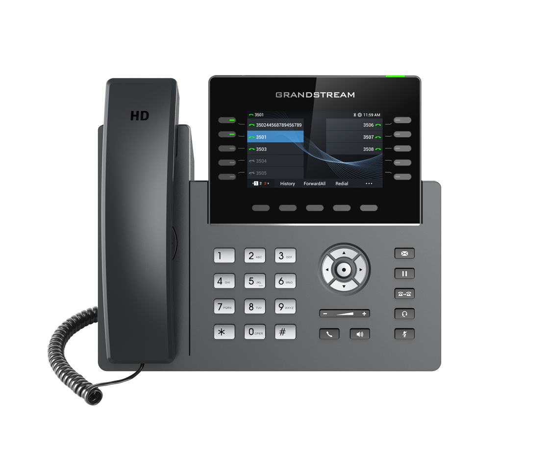 Teléfono IP grado operador de 10 líneas con 5 cuentas SIP, WiFi, Dos pantallas LCD, Bluetooth,  GDMS, Gigabit con Poe