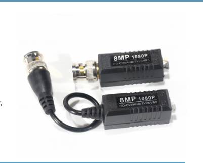 SAXXON VB-03 Par de transceptores pasivos (Video Baluns) soporta 8MP 4k a 150m, 4MP a 200m, 1080p a 250m, 720p a 300m en CVI. 2 terminales Push