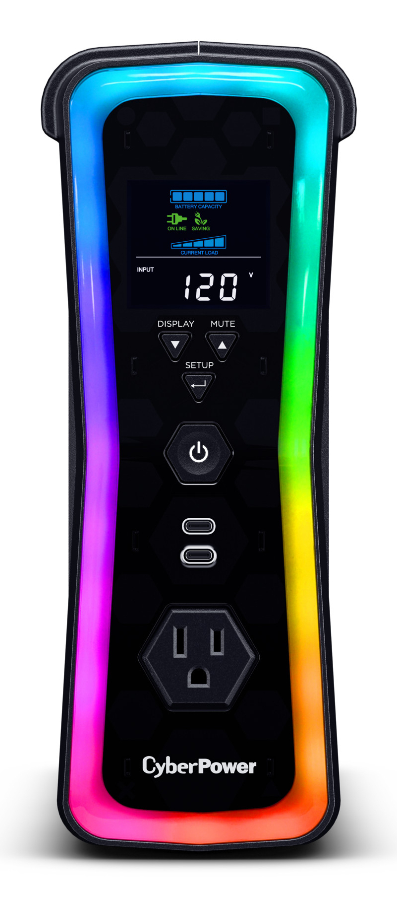 UPS Gamer 1500VA / 1000W, Onda Senoidal, Pantalla LCD multifunción, Regulador Automático de Voltaje (AVR).Garantía 3 años incluye batería NBKCYP1800